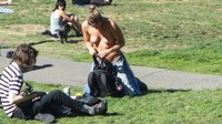 Free porn pics of Topless tanning on city park  19 of 104 pics