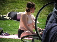 Free porn pics of Topless tanning on city park  8 of 104 pics