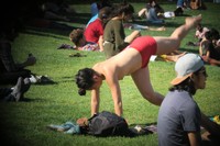 Free porn pics of Topless tanning on city park  46 of 104 pics