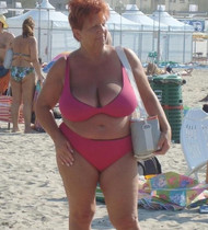 Free porn pics of Red-haired granny at the beach 77 of 185 pics