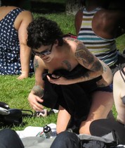Free porn pics of Topless tanning on city park  10 of 104 pics