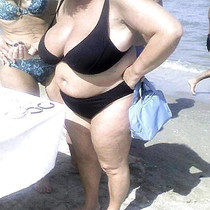 Free porn pics of Red-haired granny at the beach 46 of 185 pics