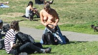 Free porn pics of Topless tanning on city park  21 of 104 pics