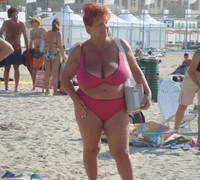 Free porn pics of Red-haired granny at the beach 19 of 185 pics